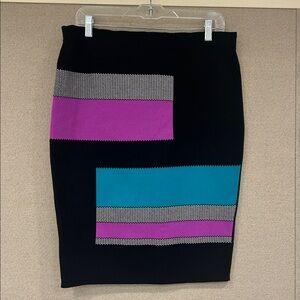 Per Se Black Skirt with Pink and Blue Accents, L